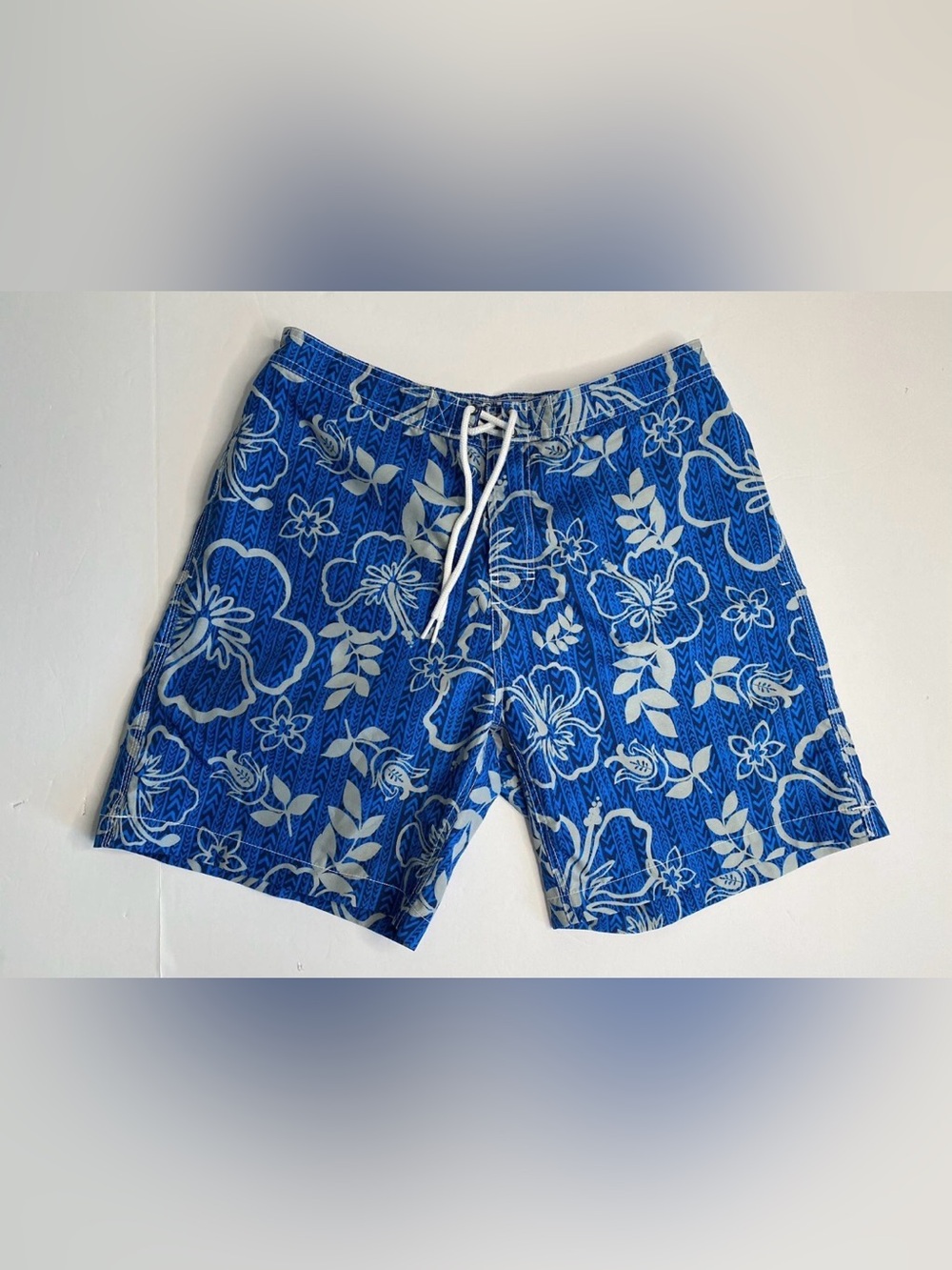 Trunks Men's Blue & gray Hawaiian Floral Swim Trunks